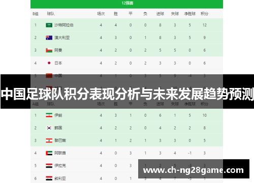 中国足球队积分表现分析与未来发展趋势预测