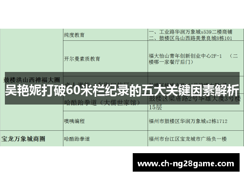 吴艳妮打破60米栏纪录的五大关键因素解析