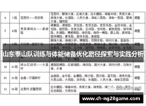 山东泰山队训练与体能储备优化路径探索与实践分析