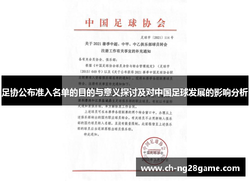足协公布准入名单的目的与意义探讨及对中国足球发展的影响分析